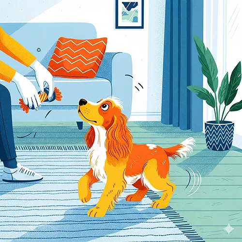 Cocker spaniel waiting to play a game for energetic dogs
