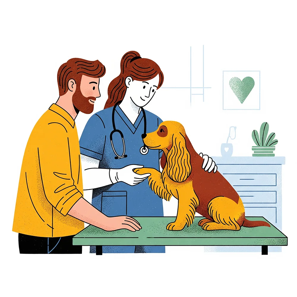 Image of cocker spaniel visiting vet with the best pet insurance for cocker spaniels.